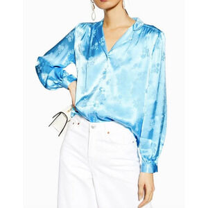 Topshop Blue Floral Top Size 2